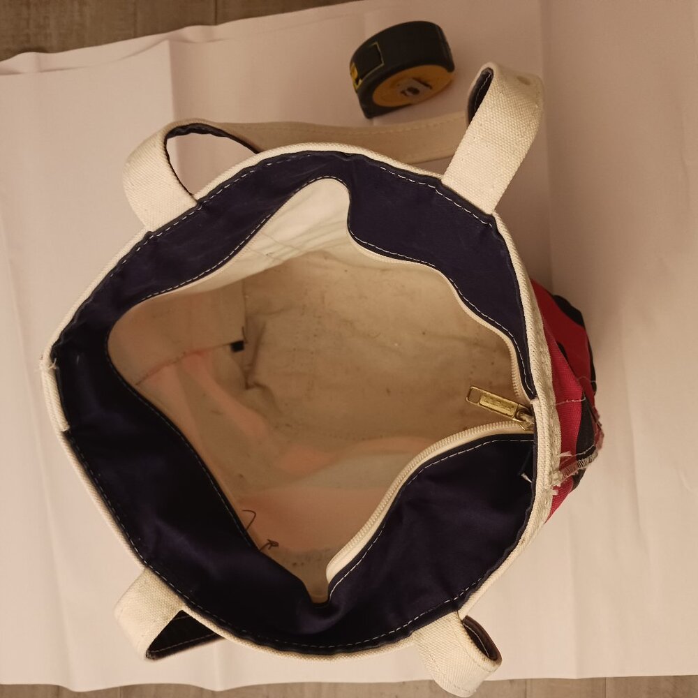 LL Bean pink navy stripe canvas medium usa - Picture 4 of 7